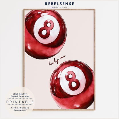 Red 8 Ball Watercolor Print