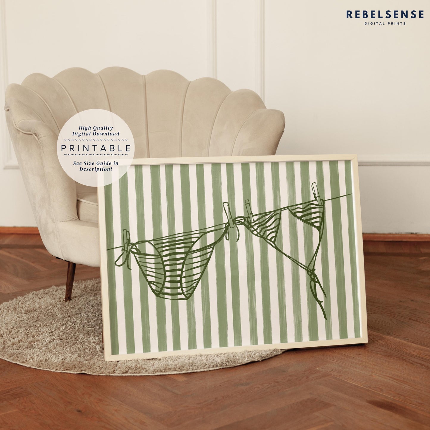 Sage Green Bikini Print