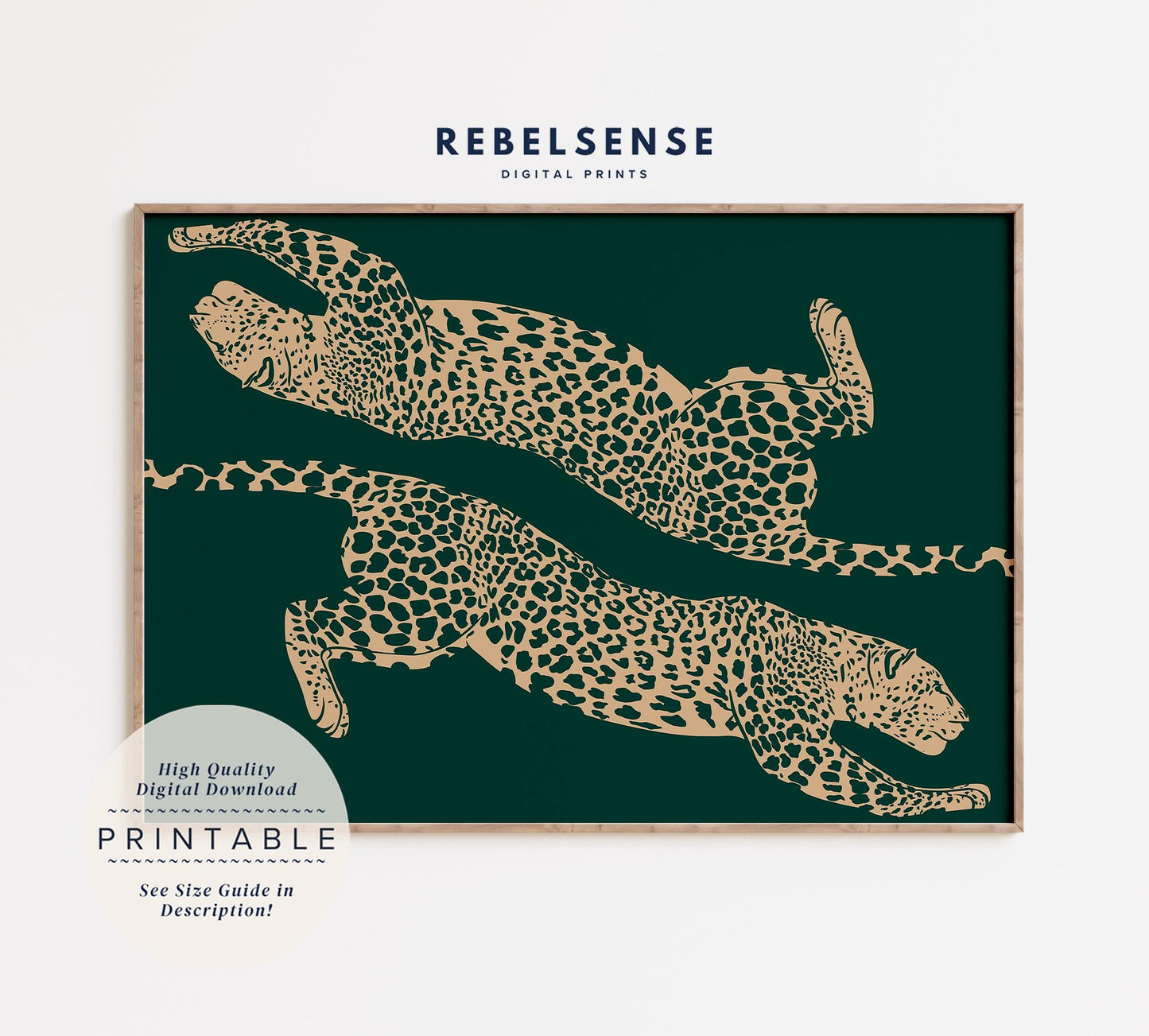 Emerald Pouncing Cheetahs Print