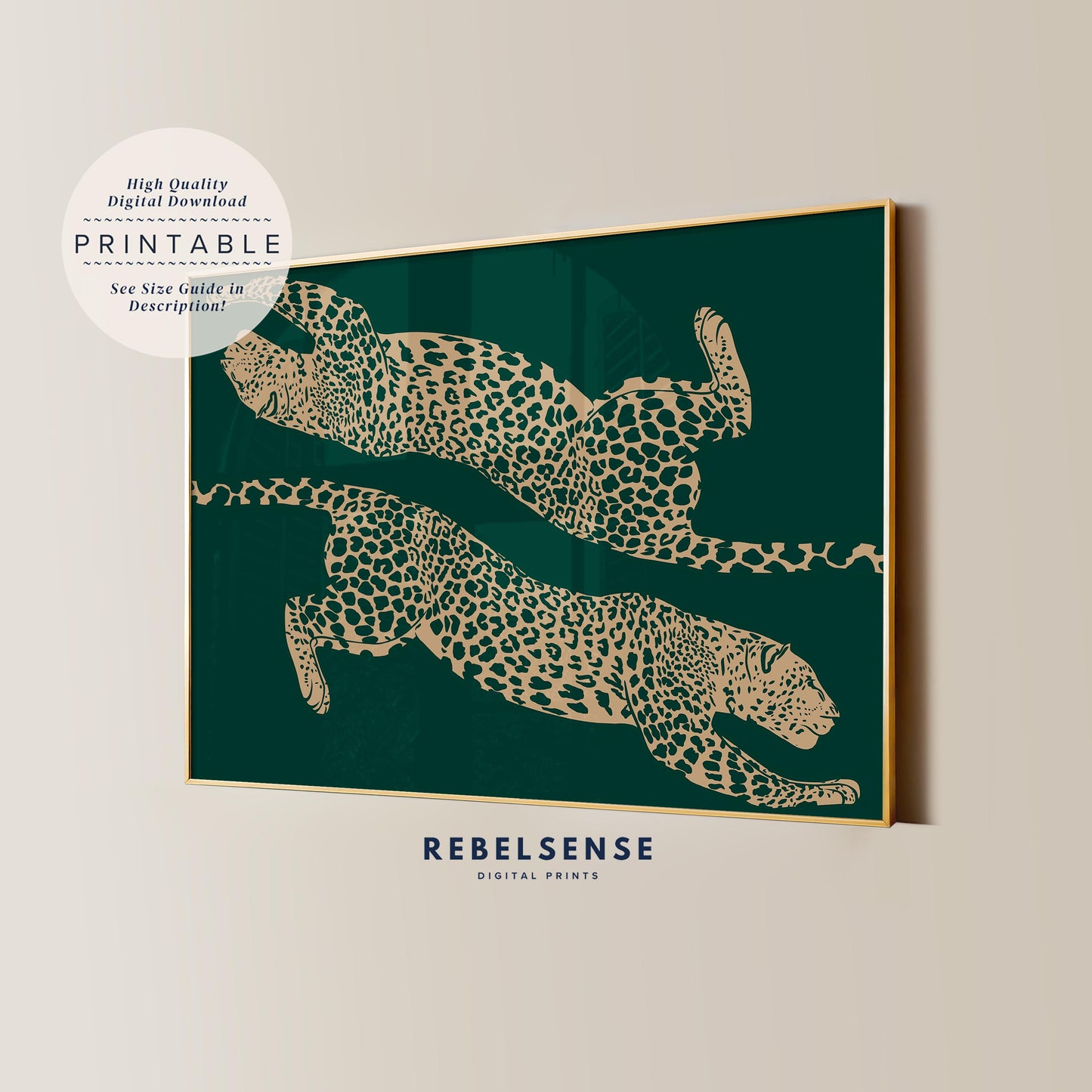 Emerald Pouncing Cheetahs Print