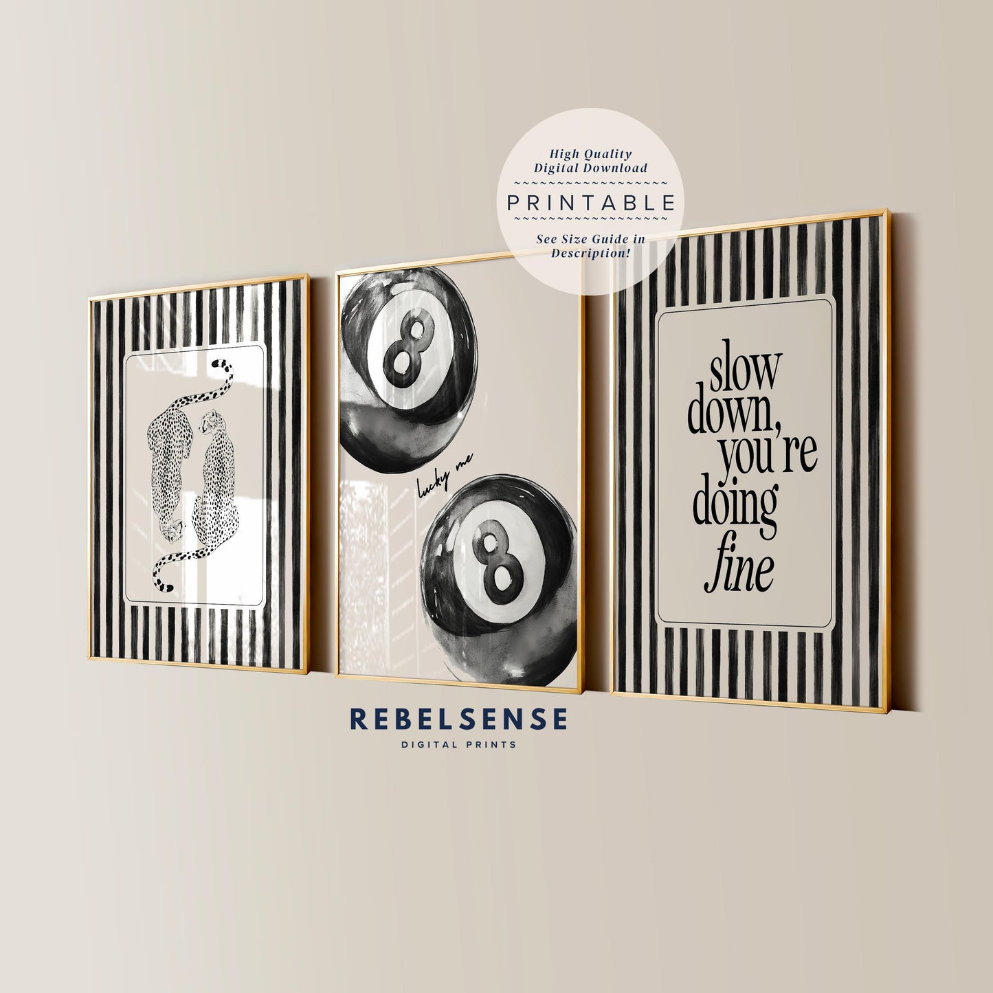 Black Striped Set Of 3 Prints