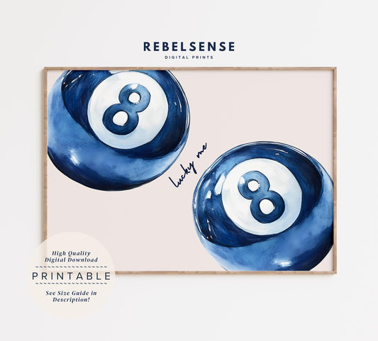 Blue 8 Pool Ball Print