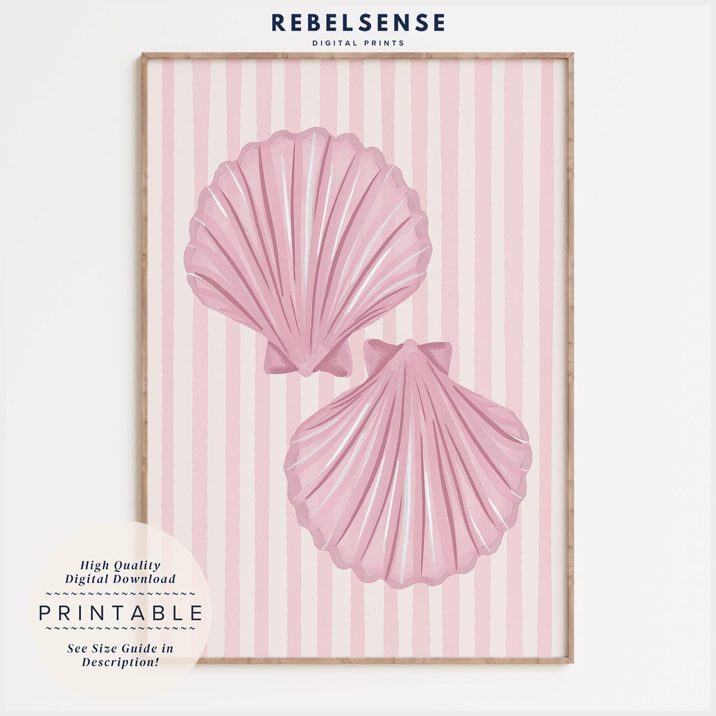 Pink Seashells Watercolor Print