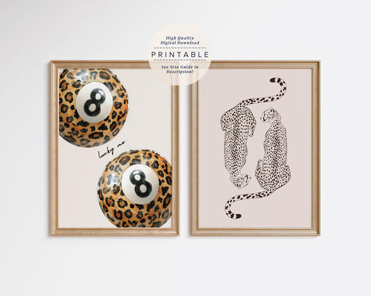 Leopard and 8 Ball Print Set