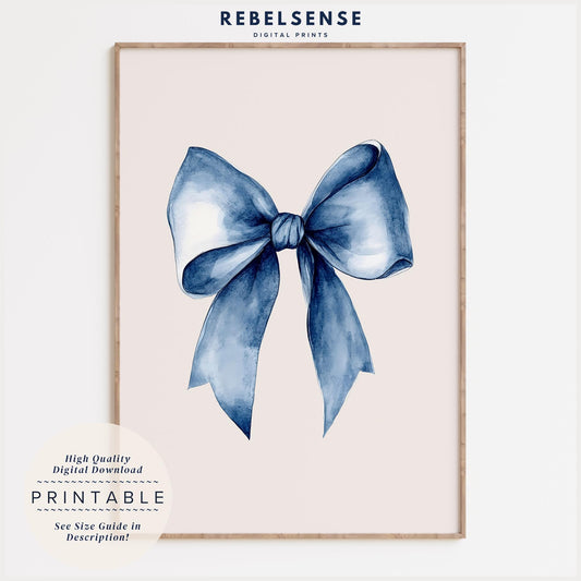 Navy Blue Bow Print