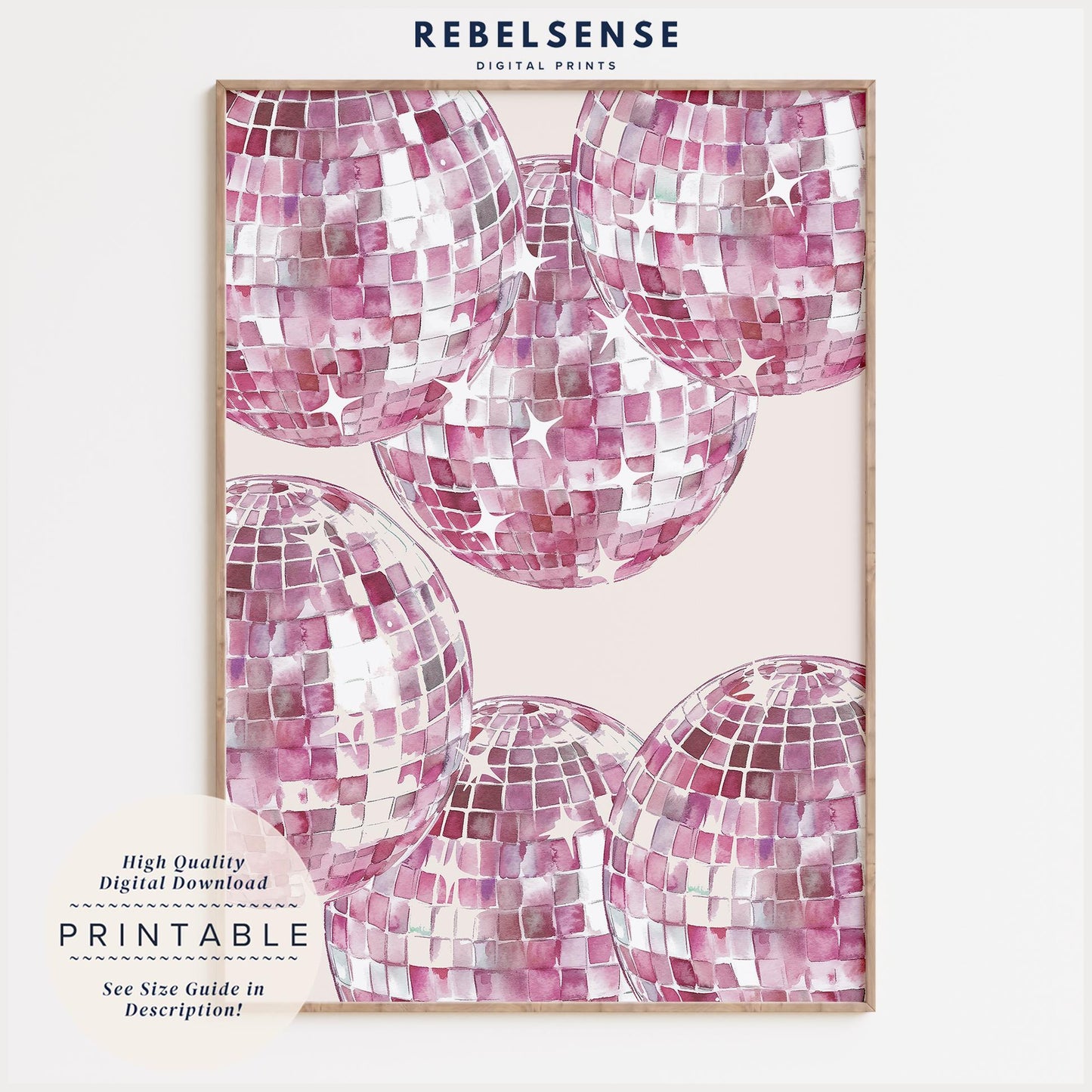 Pink Disco Ball Print