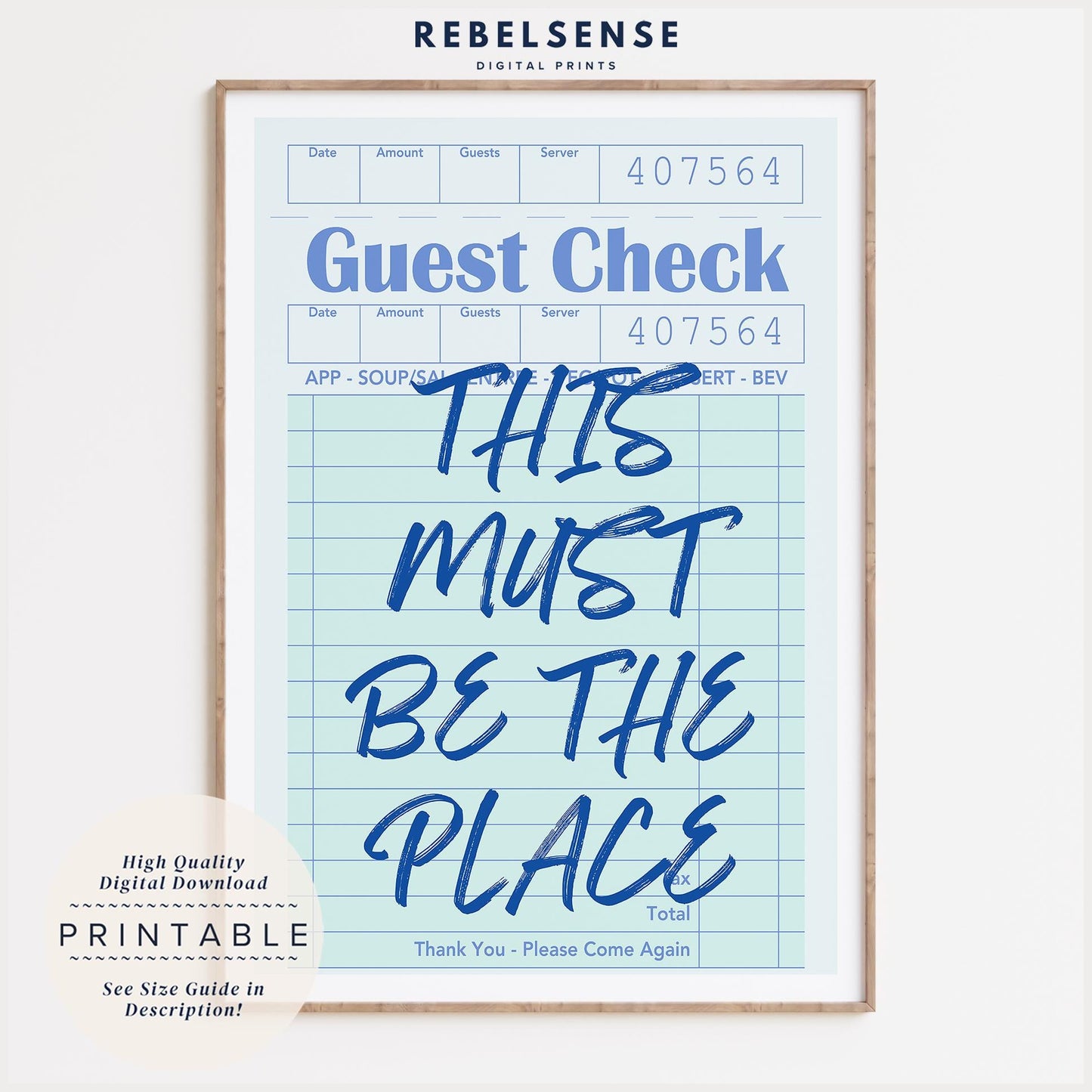 Guest Check Print 'This Must Be The Place'