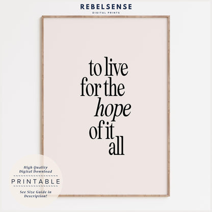 Hope of It All Song Lyric Print