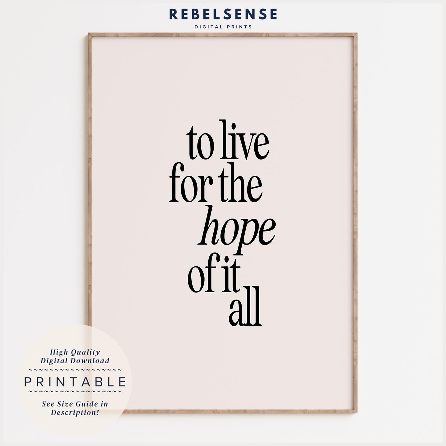 Hope of It All Song Lyric Print