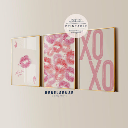Pink Lucky Set Of 3 Prints