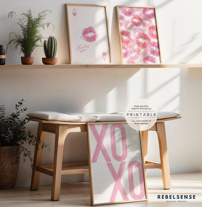 Pink Lucky Set Of 3 Prints