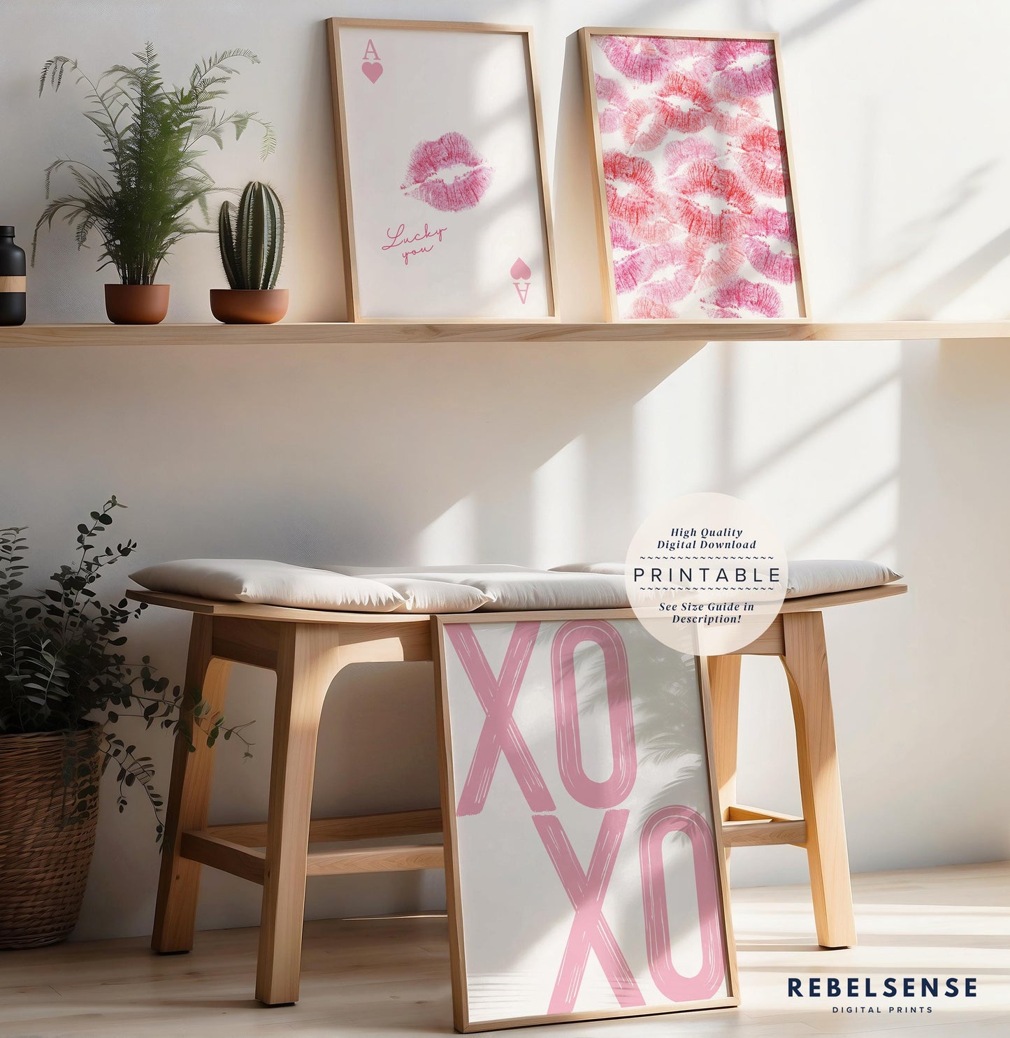 Pink Lucky Set Of 3 Prints