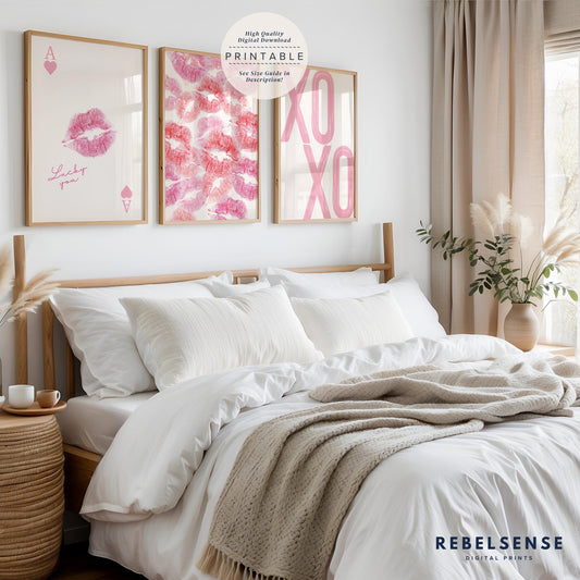 Pink Lucky Set Of 3 Prints