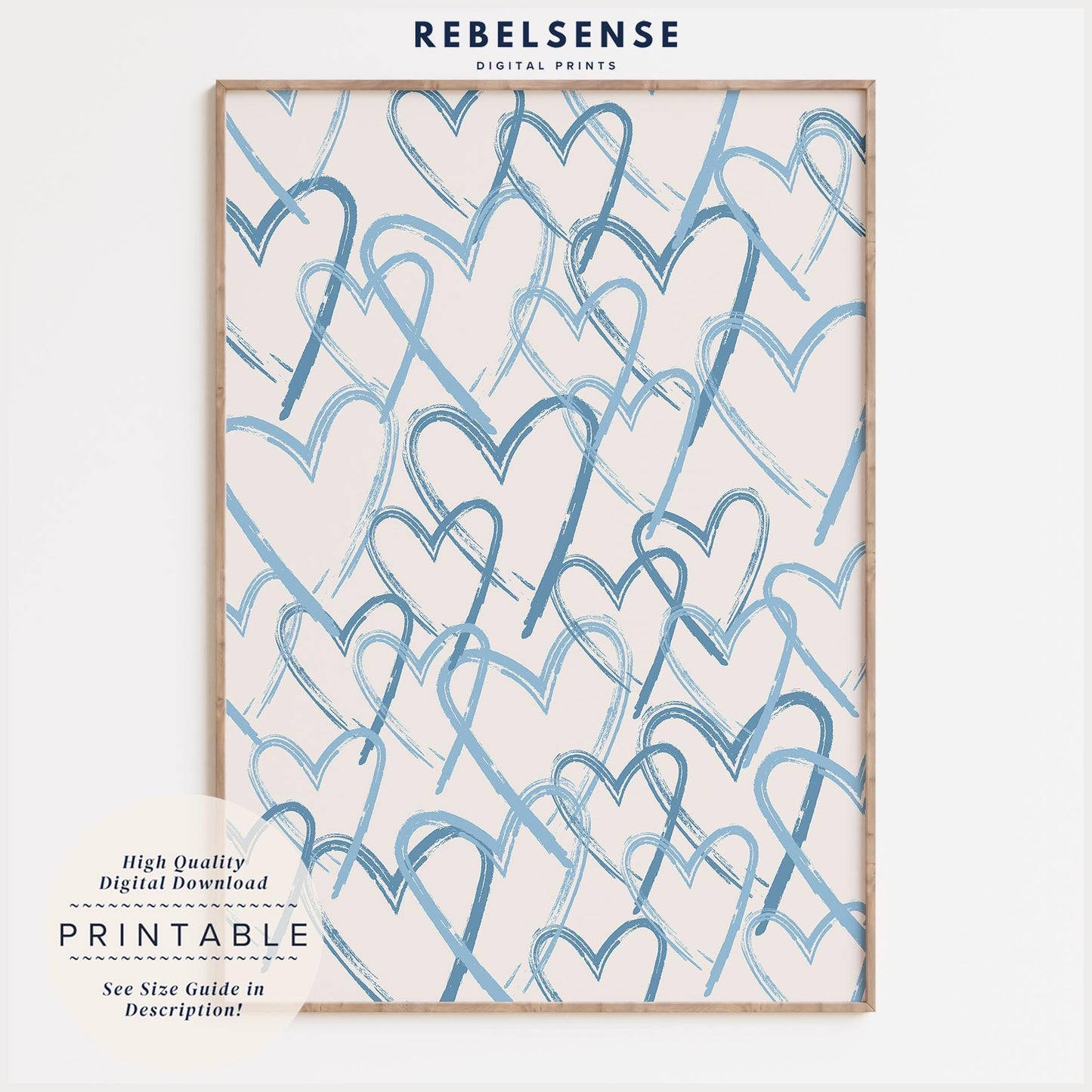 Blue Hearts Collage Print