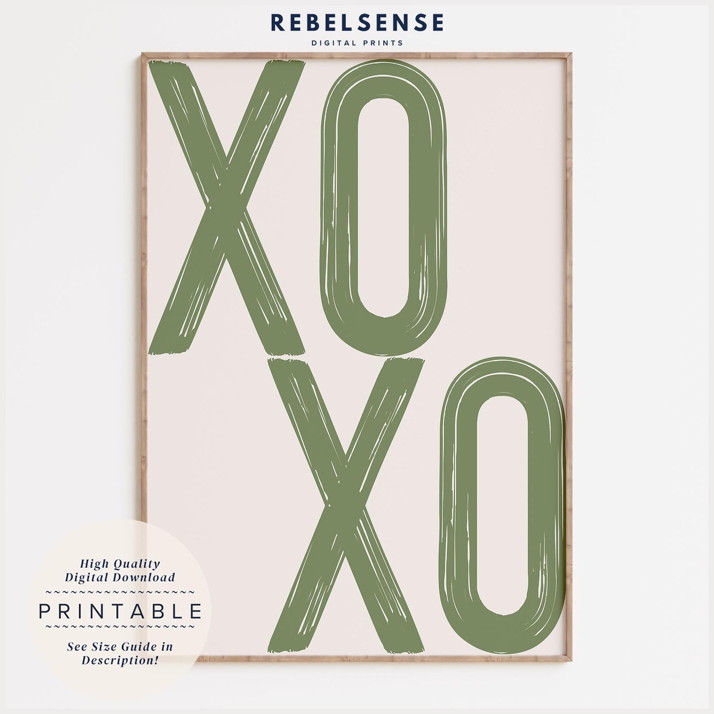 Sage Green XOXO Quote Print