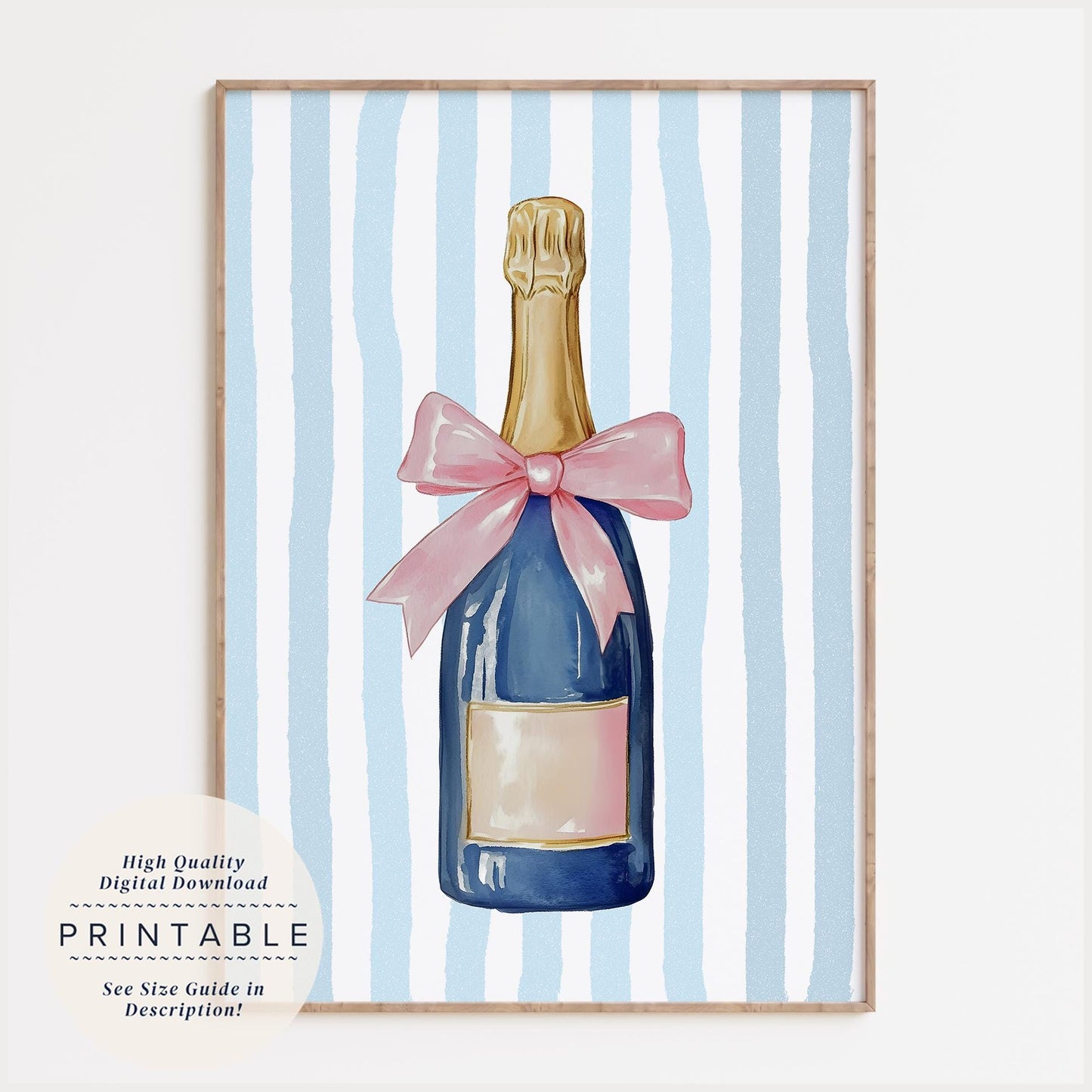 Champagne Bottle Watercolor Print