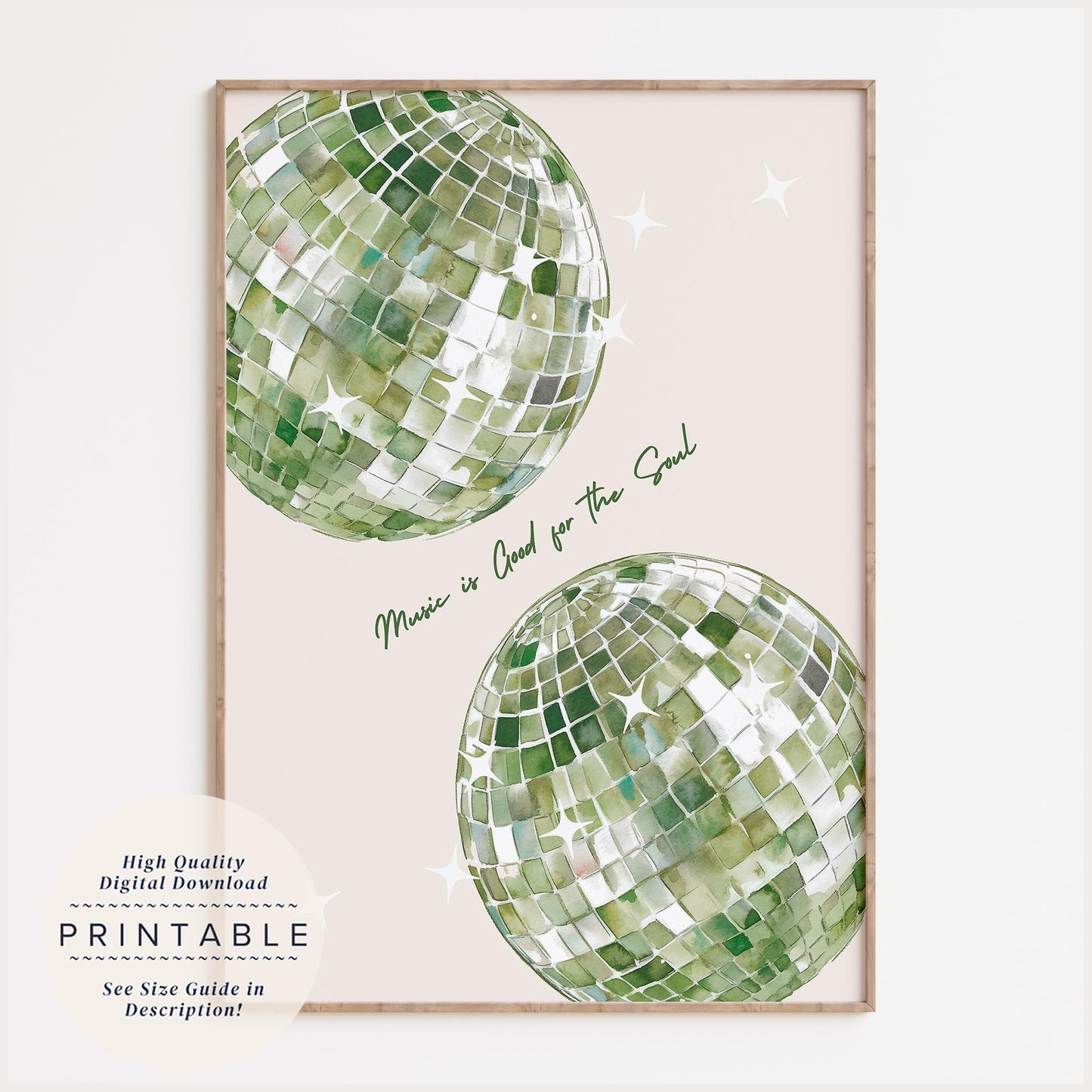 Sage Green Disco Ball Print
