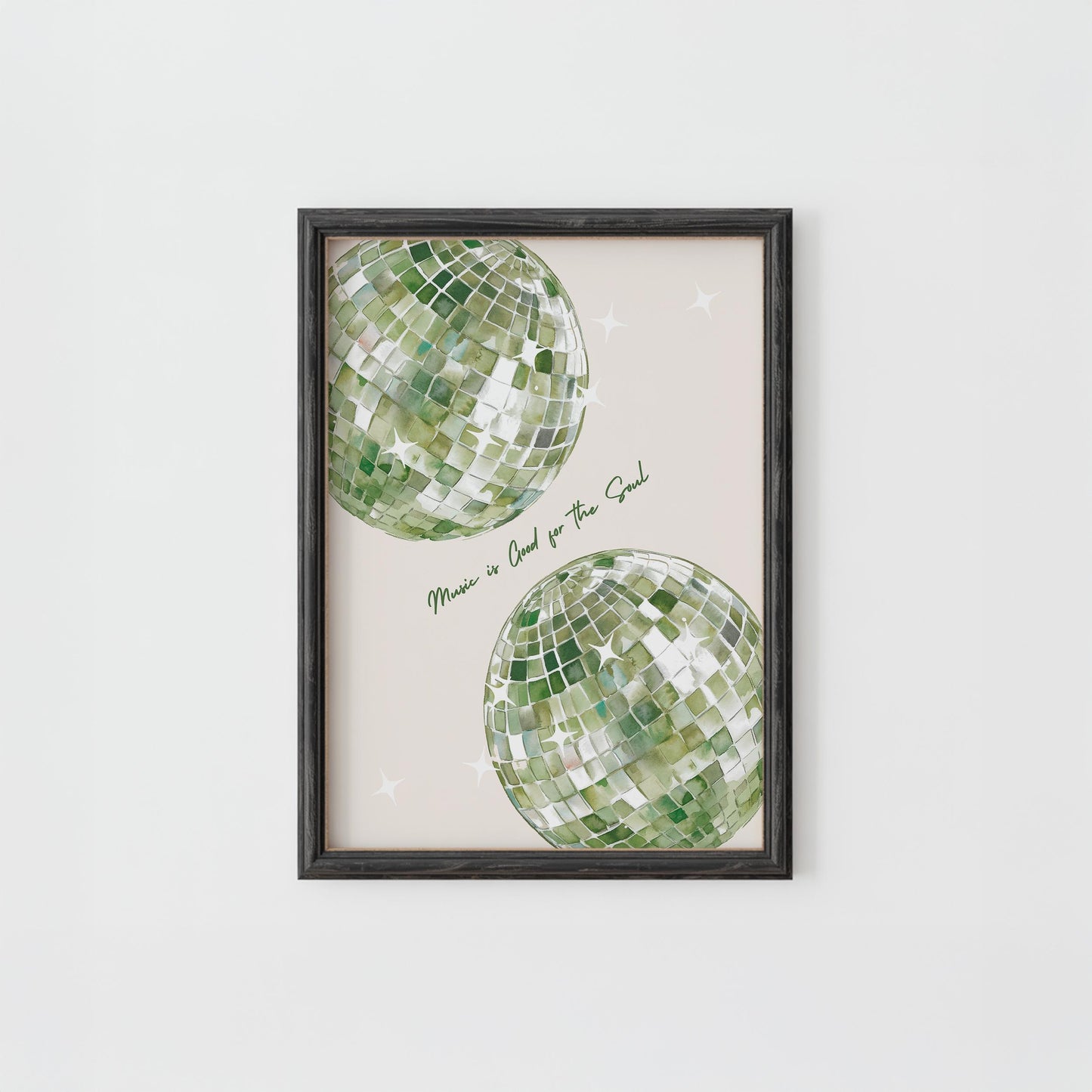 Sage Green Disco Ball Print