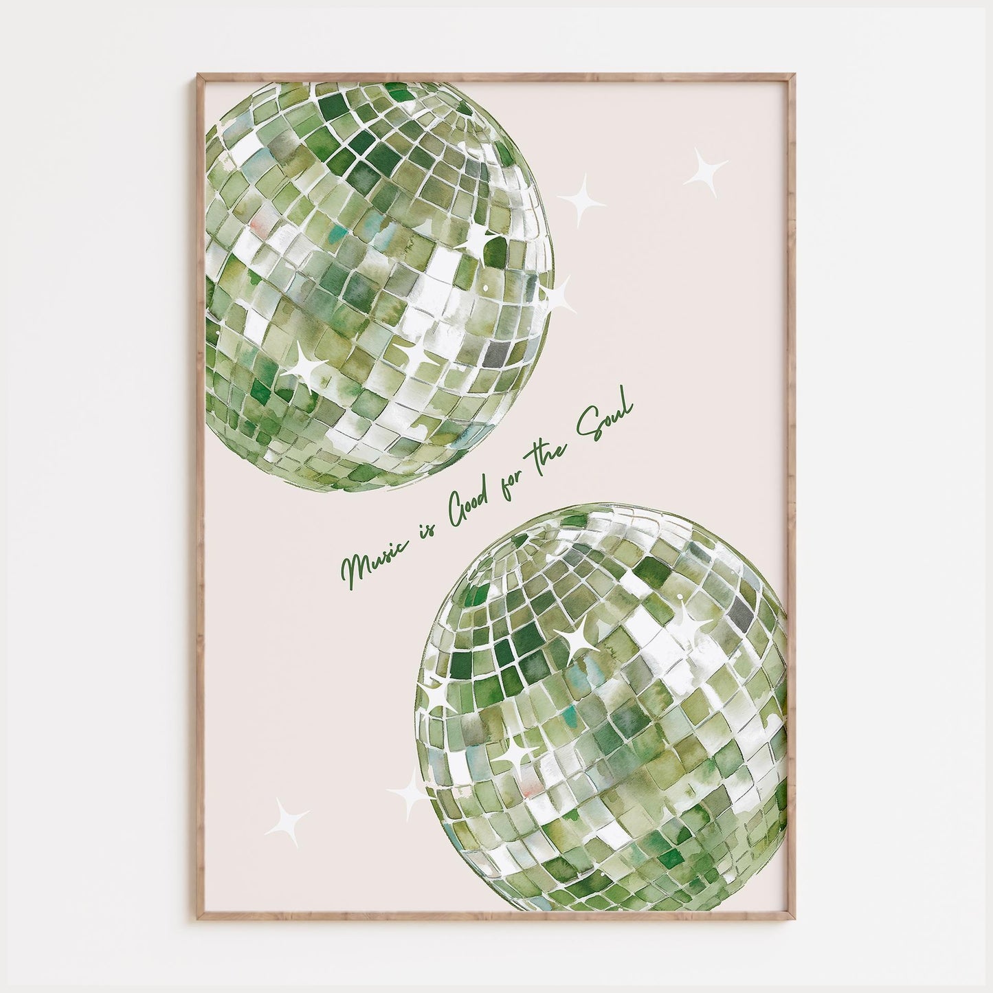 Sage Green Disco Ball Print