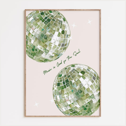 Sage Green Disco Ball Print