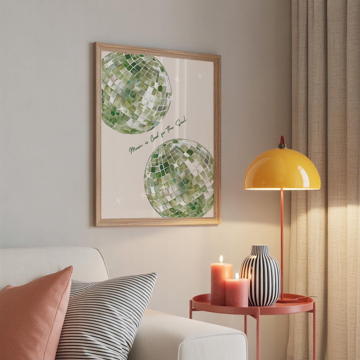 Sage Green Disco Ball Print