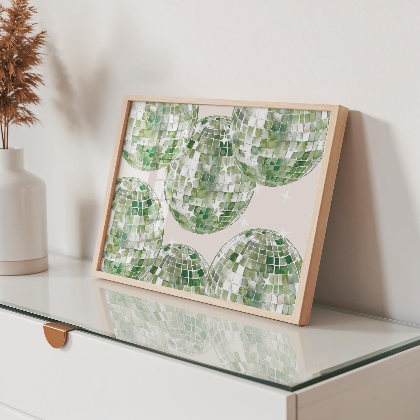 Sage Green Disco Ball Print