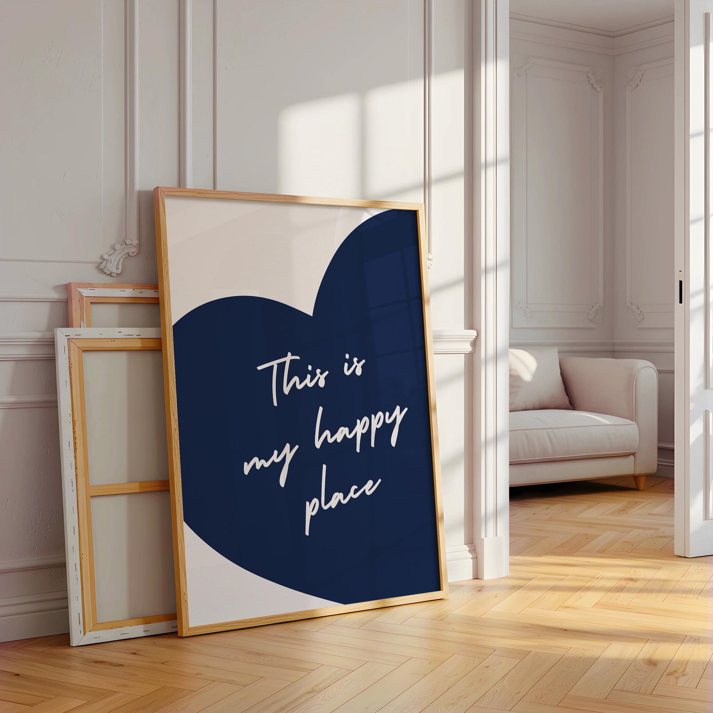 Navy Blue Heart Print