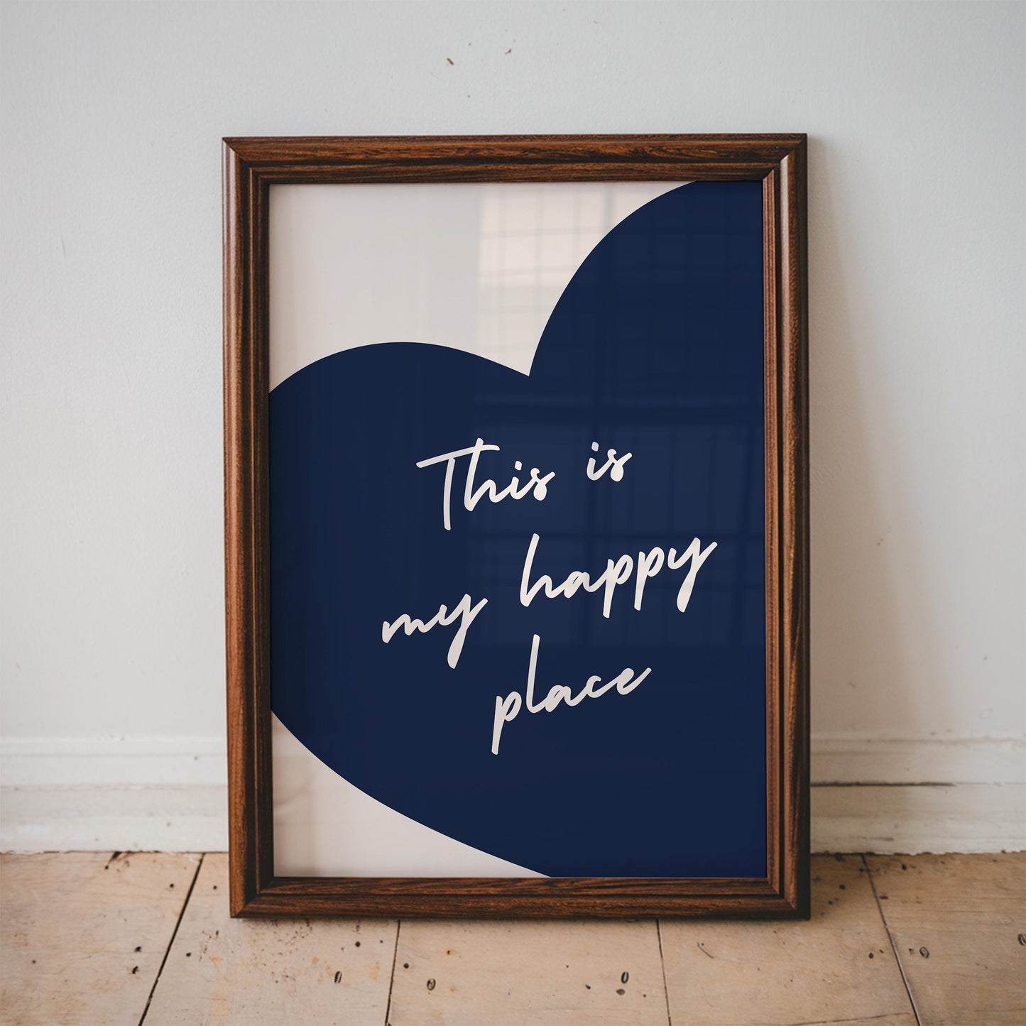 Navy Blue Heart Print