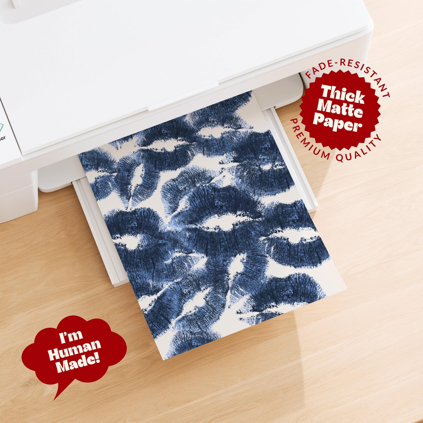Blue Lips Kiss Print