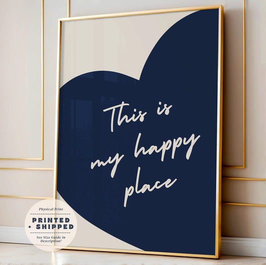 Navy Blue Heart Print