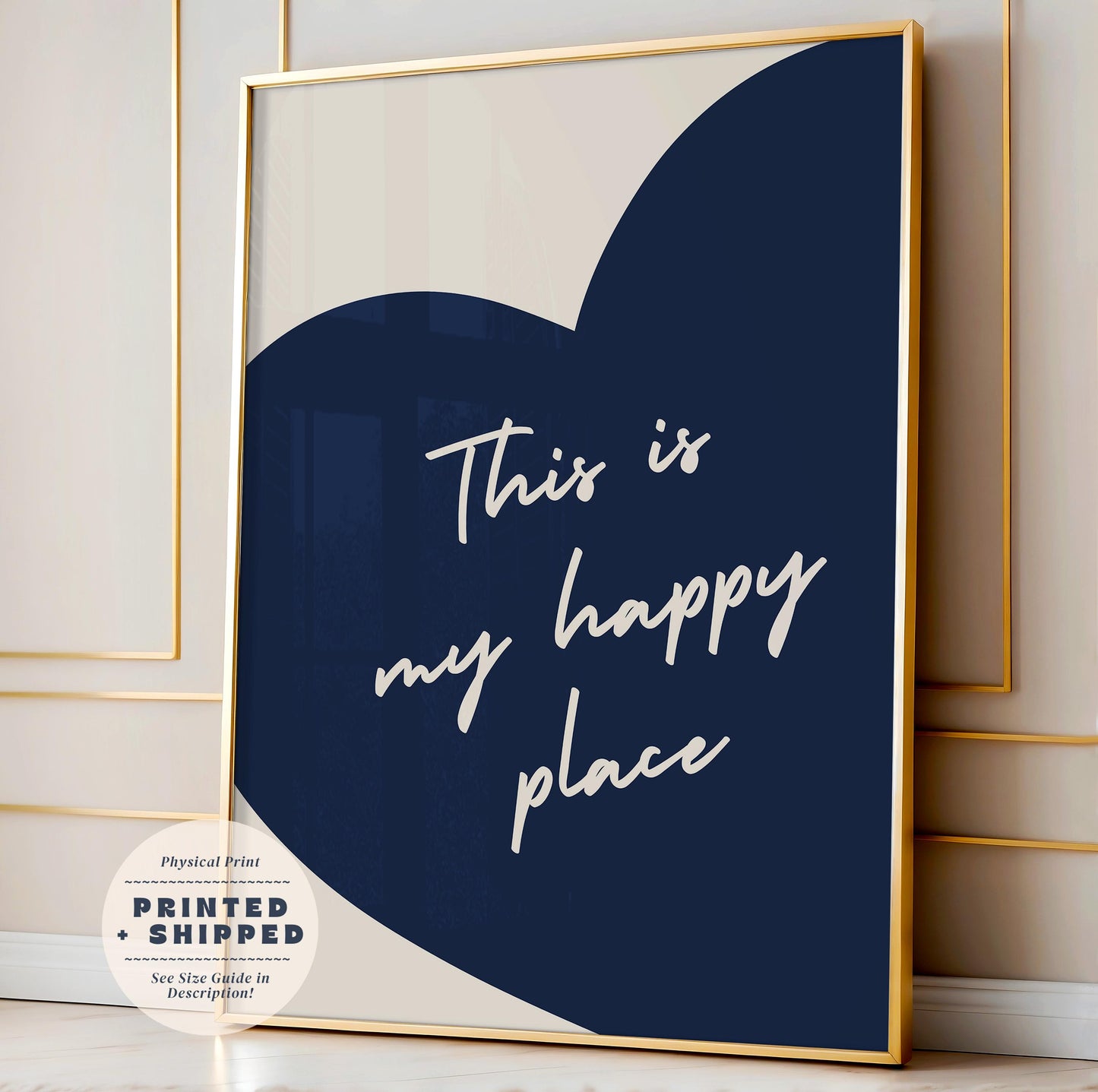Navy Blue Heart Print