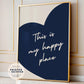 Navy Blue Heart Print