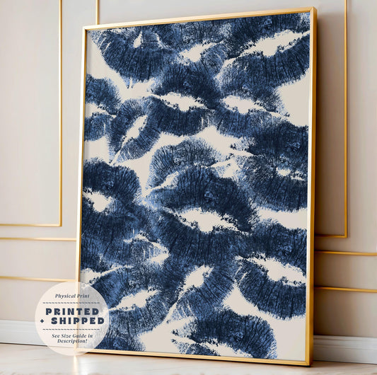Blue Lips Kiss Print
