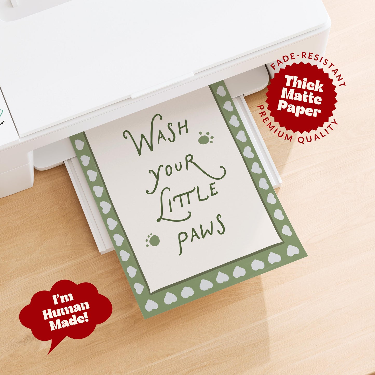 Wash Your Paws Bathroom Print