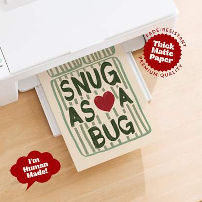 Snug As A Bug Print - Sage Green