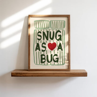 Snug As A Bug Print - Sage Green