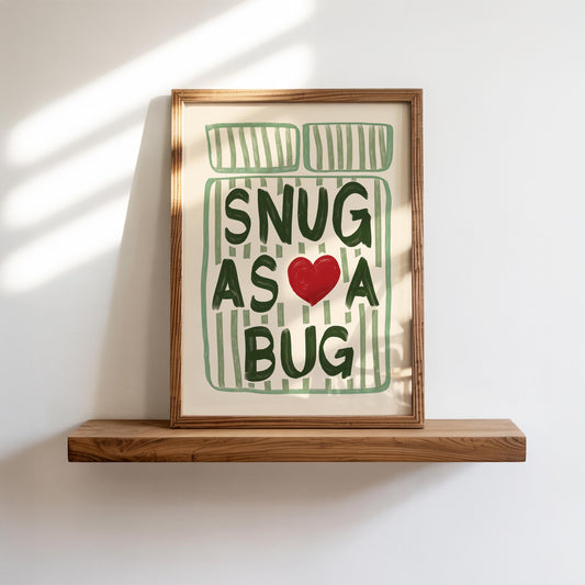 Snug As A Bug Print - Sage Green