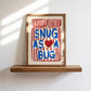 Snug As A Bug Print - Blue & Red