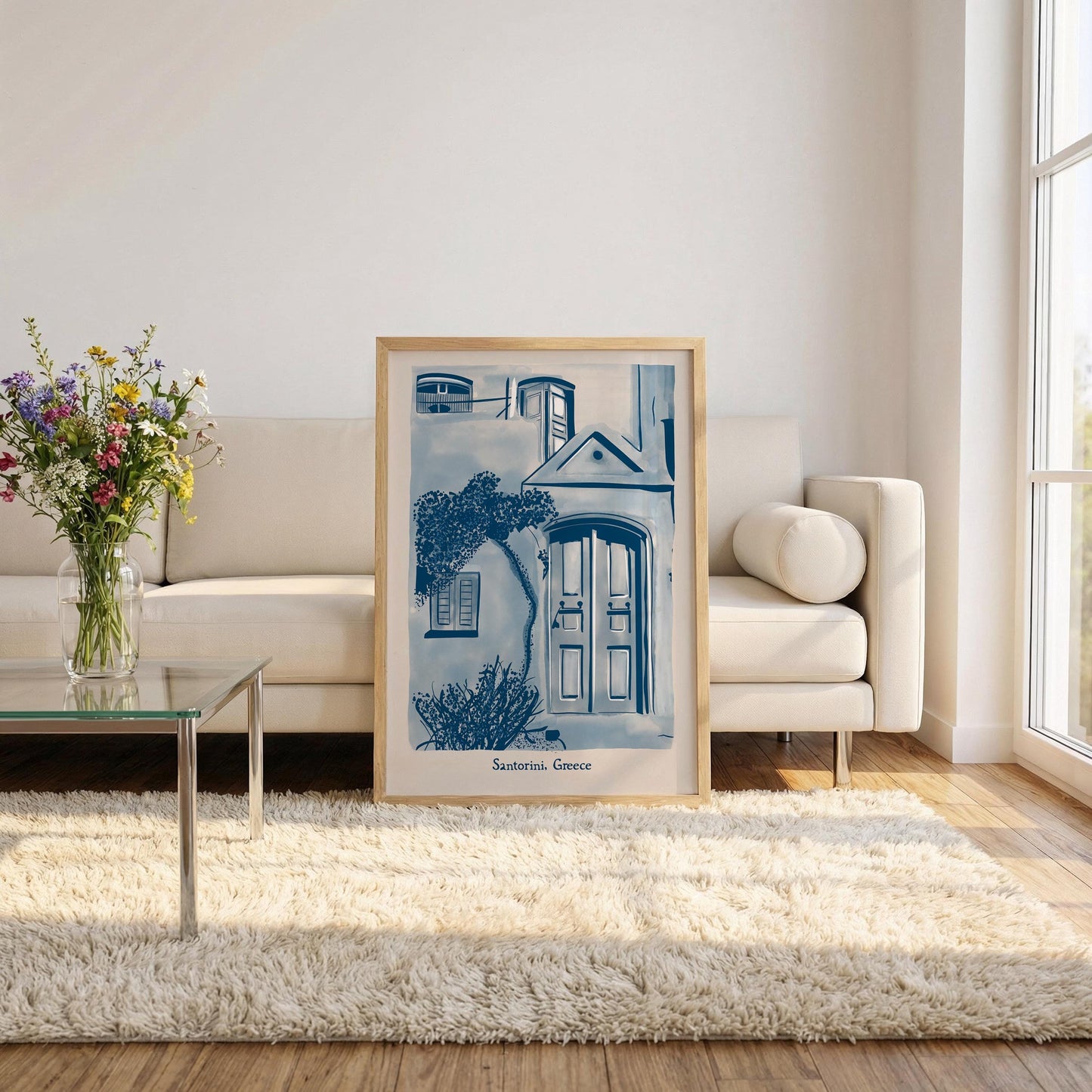 Santorini Watercolor Print