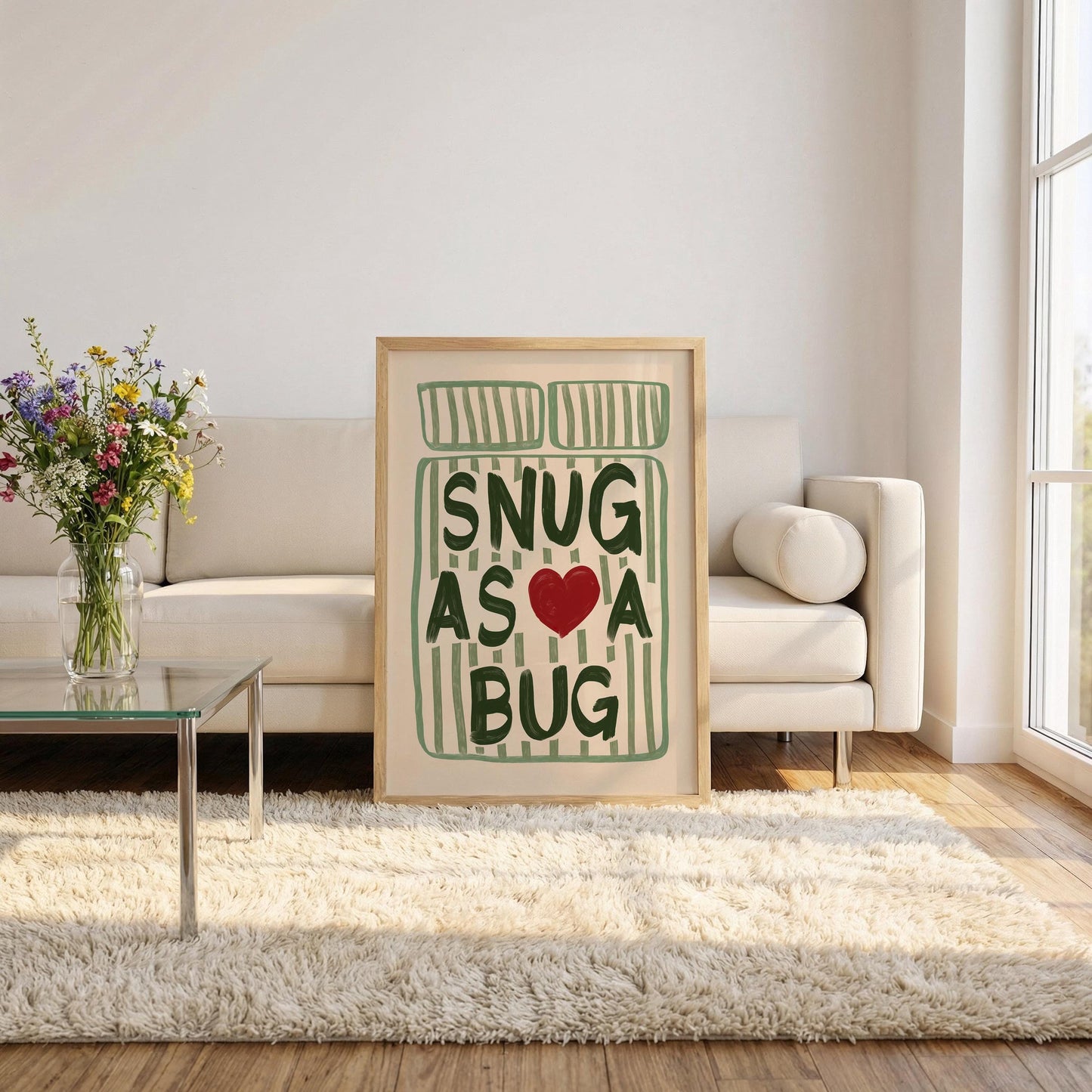 Snug As A Bug Print - Sage Green