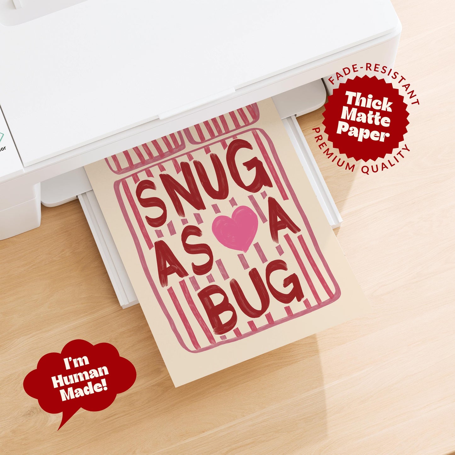 Snug As A Bug Print - Pink