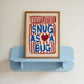 Snug As A Bug Print - Blue & Red