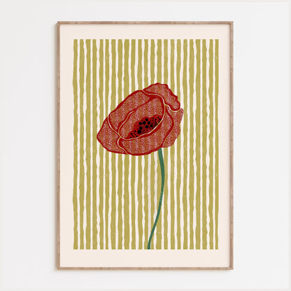 Poppy Linocut Style Print
