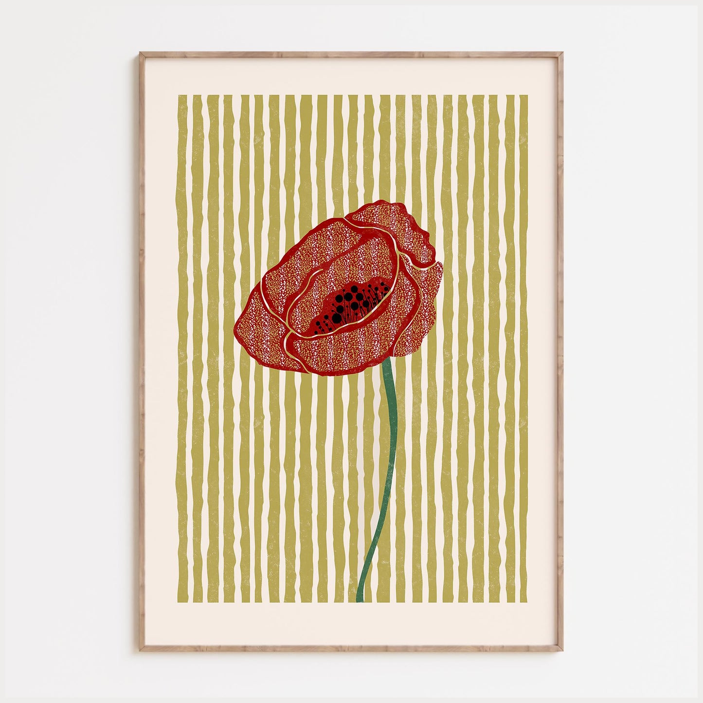 Poppy Linocut Style Print