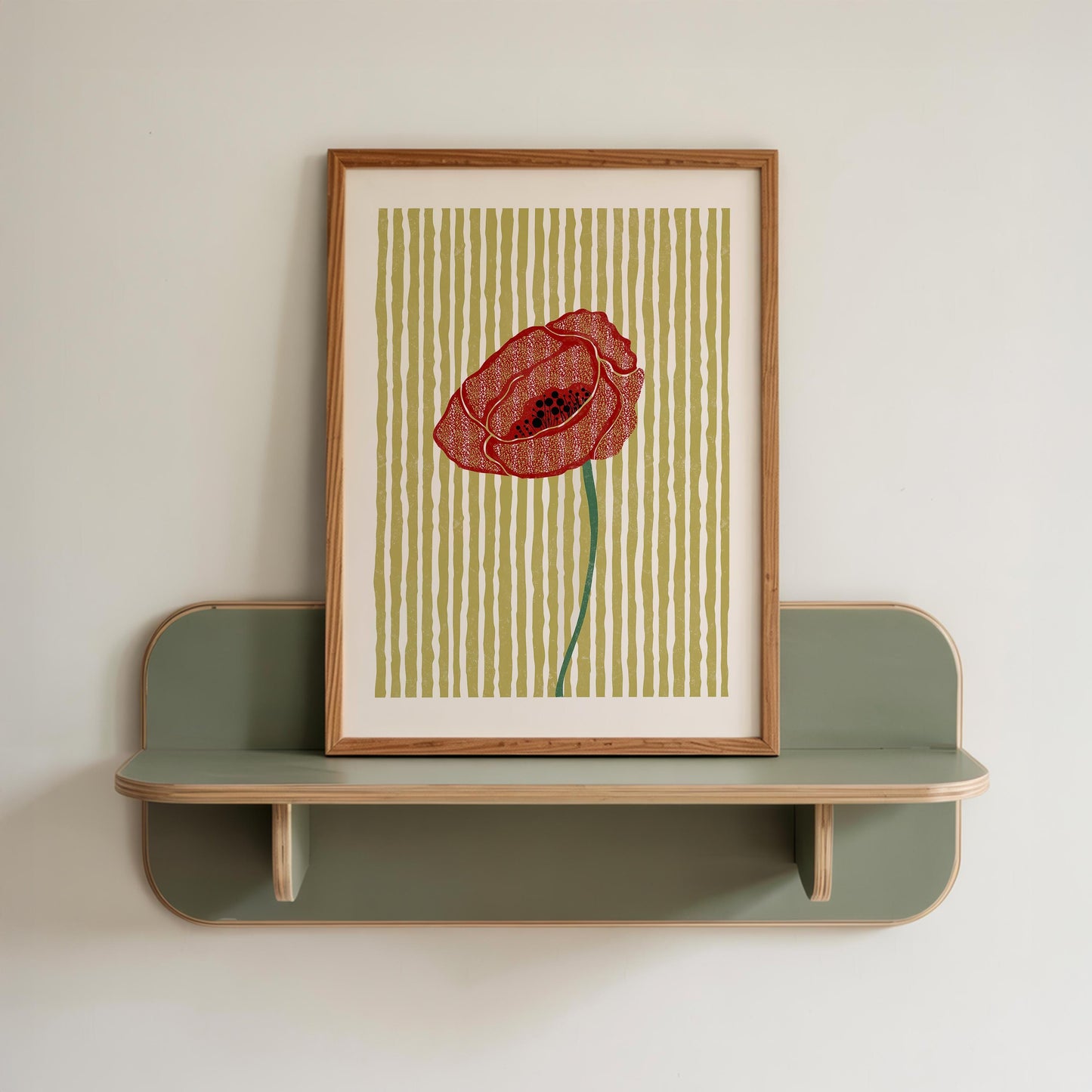 Poppy Linocut Style Print