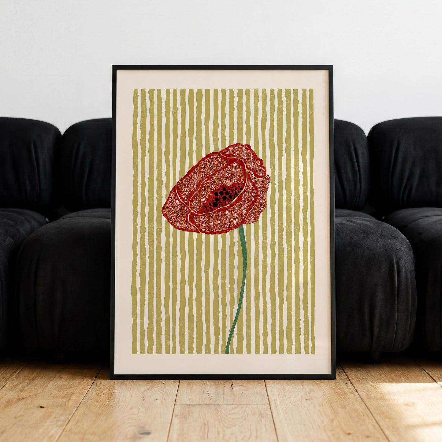 Poppy Linocut Style Print