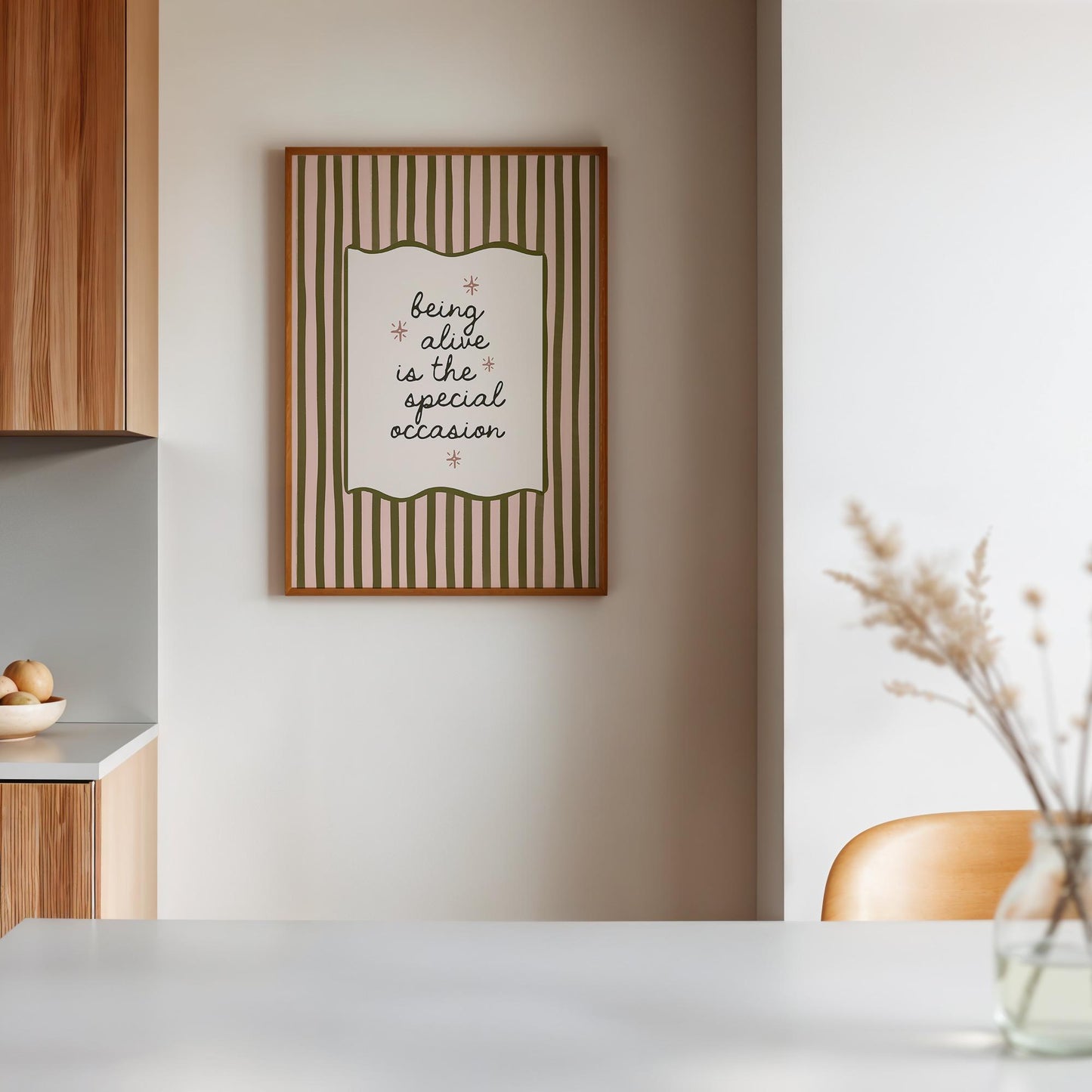 Pink And Green Motivational Retro Stripe Print