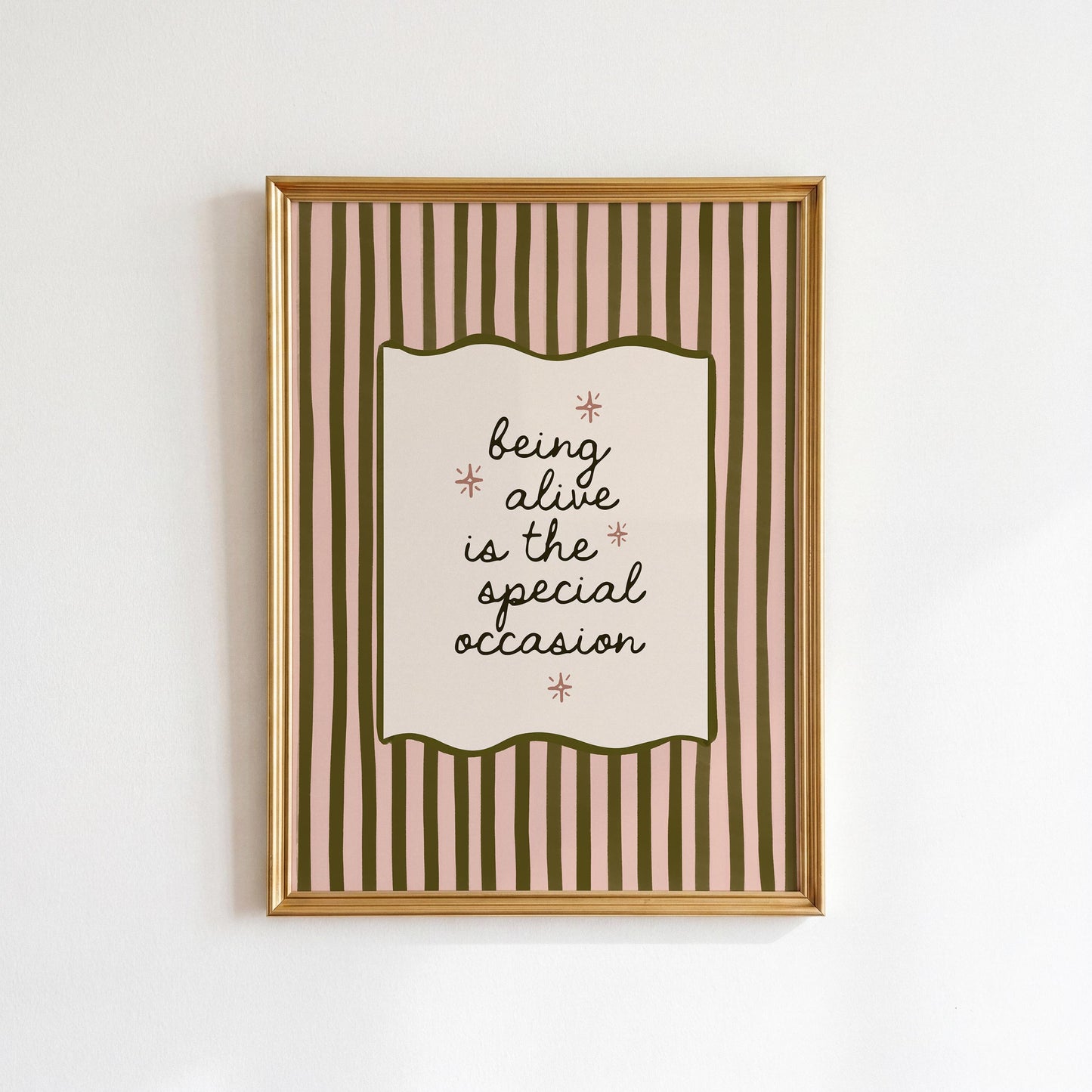 Pink And Green Motivational Retro Stripe Print
