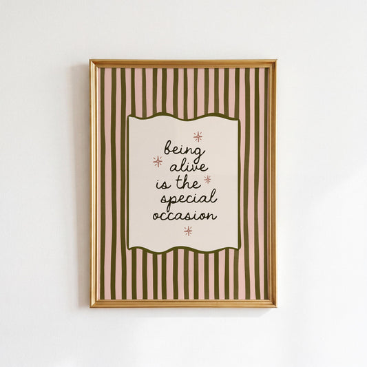 Pink And Green Motivational Retro Stripe Print