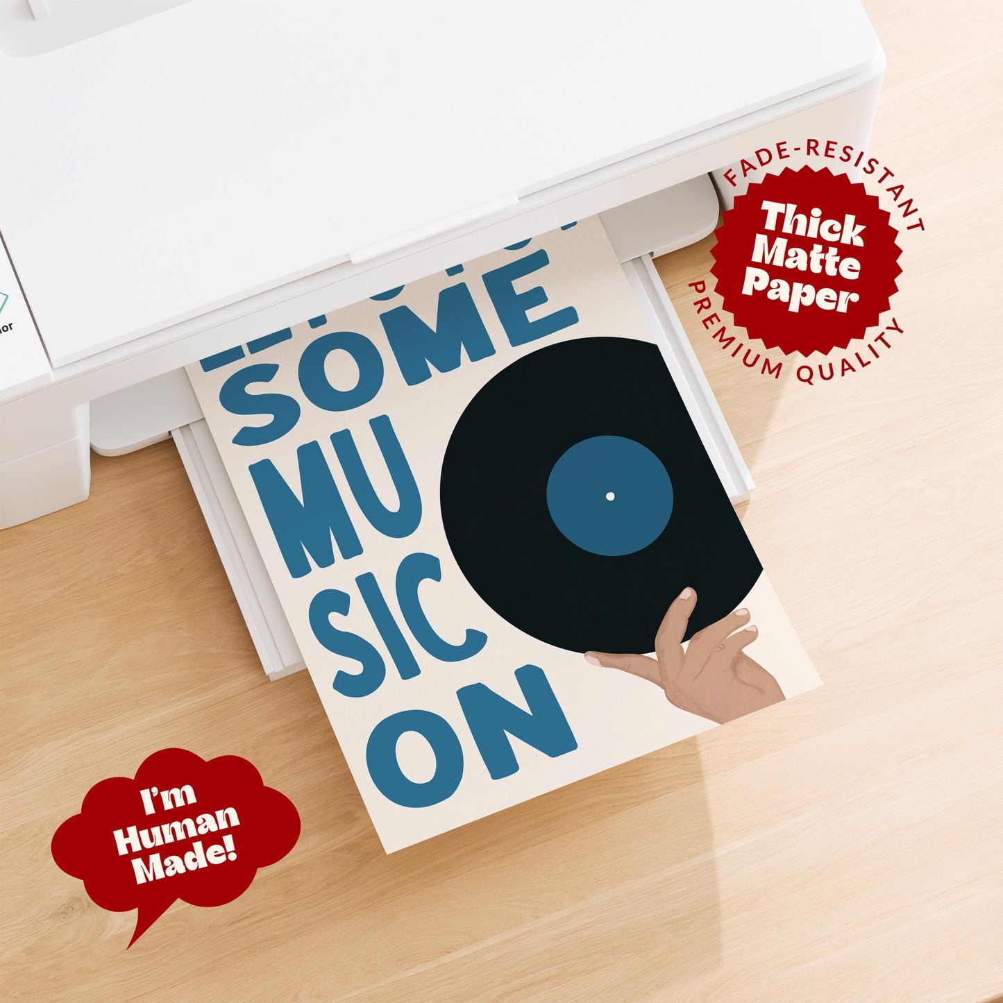 Blue "Let's Put Some Music On" Print